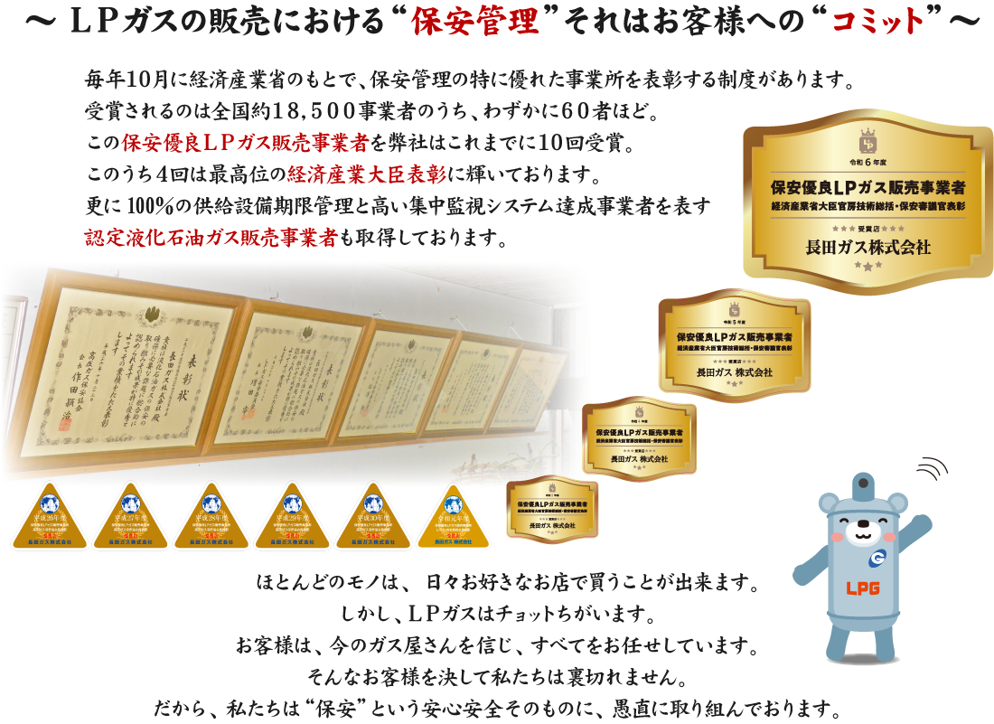 LPガス保安管理優良店５年連続全国表彰